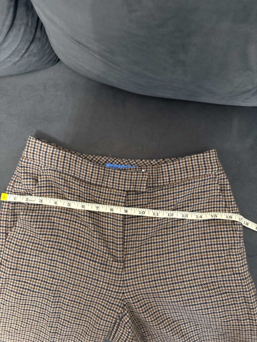 J McLaughlin Houndstooth Wool Blend Trousers Size 0 Brown Blue Made in Portugal - Picture 10 of 10